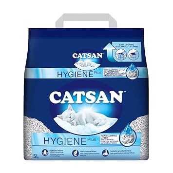 Catsan Hygiene Plus Non Clumping 100% Natural Cat Litter, 5 L (2.4 kg)