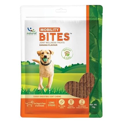 Natural Remedies Mobility Bites - Healthy Joint Support Treats for Dogs All Breed, Banana Flavour, 75g (Pack of 2)
