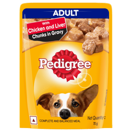 PEDIGREE Chicken & Liver Chunks in Gravy for Adult Dogs, 70g