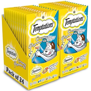 Temptations Creamy Purrrrr-ée Lickable Cat Treats, Chicken & Tuna Flavour, 48g