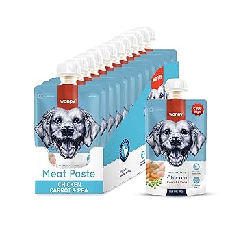 Wampy Meat Paste for Dogs Chicken, Carrot & Peas Flavour, 90g - All lifestages