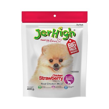 JerHigh Strawberry Flavour High Protein Treats for Dogs Big Pack, 400g