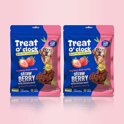 Natural Remedies Treat O'clock Strawberry with Chicken Meat Treats- 75 gm (Pack of 2)