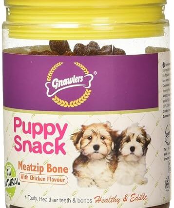 Gnawlers Zip Jar & Pouch Puppy Snacks Jar, 180g