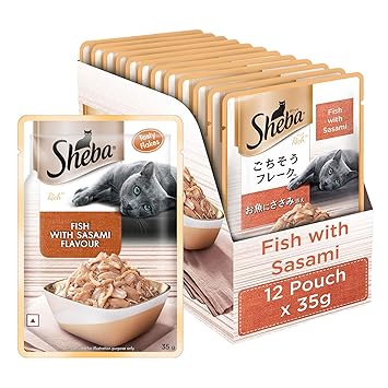 Sheba Rich Premium Adult (1+ Years) Wet Cat Food, Fish with Sasami Flavour, 35 g Pouch