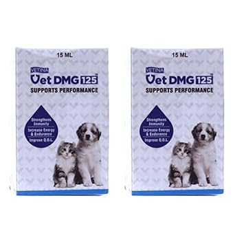 Vetina Vet DMG 125 Liquid Supports Performance For Dogs & Cats, 15ml (Pack of 2)