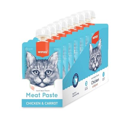 Wampy Lickable Creamy Meat Paste Cat Treats with Chicken & Carrot Flavours, 90g, (Pack of 12)