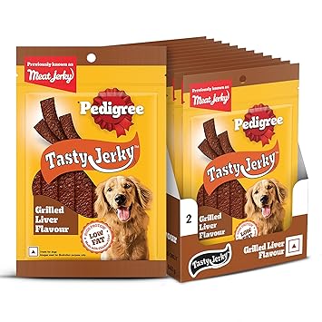 PEDIGREE MEAT JERKY Grilled Liver Adult Dog Treat, 80g (Pack of 12)
