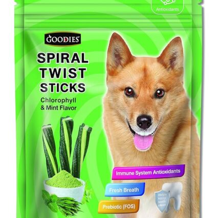 Goodies Spiral Twist Sticks - Chlorophyll Flavor, 450g for Dogs