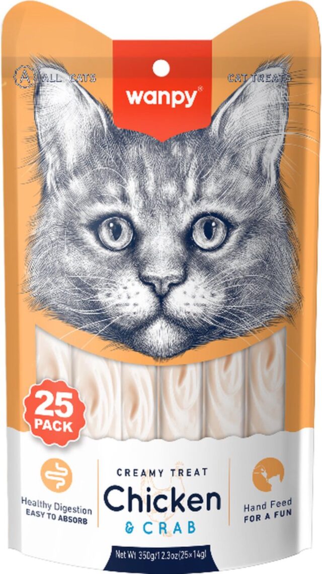 Wampy Creamy Treat - Chicken & Crab Flavor 25 Pc Pack, 350g