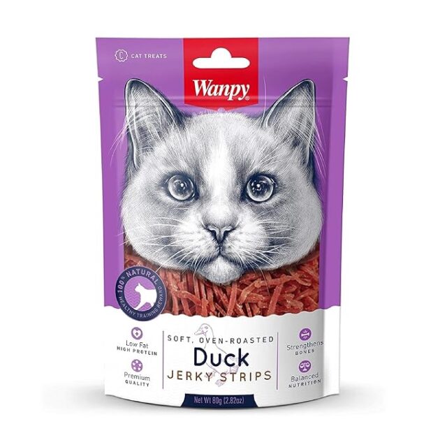 Wampy Cat Treat | Duck Jerky Strips 80g (Pack of 1)