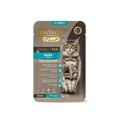 Bellotta Nutriplus Grain Free Pouch Senior 7+ Years for Cat, 65g (Pack of 12)