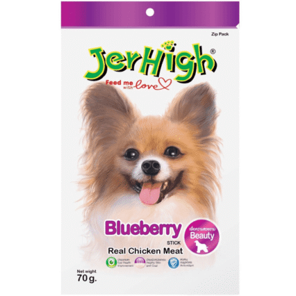 JerHigh Blueberry Stick Chicken Meat Snacks for Dog- All Life Stages, 70g (Pack of 12)