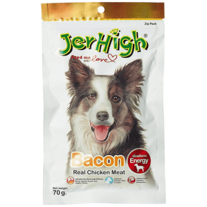 JerHigh Bacon Stick Chicken Meat Snacks for Dog- All Life Stages, 70g (Pack of 12)