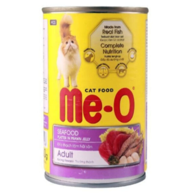 Me-O Seafood Platter in Prawn Jelly Canned Adult Cat Wet Food, 400g - Image 2