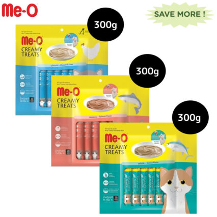 Me-O Creamy Chicken & Liver, Salmon and Bonito Cat Treat Combo 3x300g (60Pc)