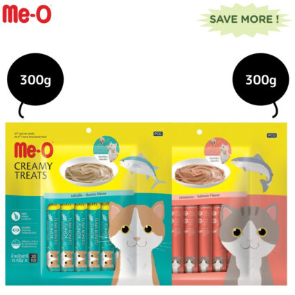 Me-O Creamy Salmon and Creamy Bonito Cat Treat Combo 2x300g (40Pc)