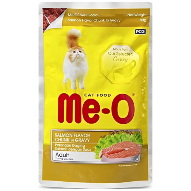 Me-O Salmon Flavor Chunk in Gravy Adult Cat Wet Food, 80g - Image 2