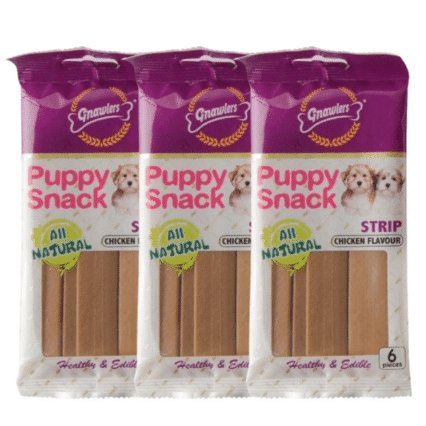 Gnawlers Puppy Snack Strip Chicken Flavoured Dog Treats, 80g (Pack of 6)