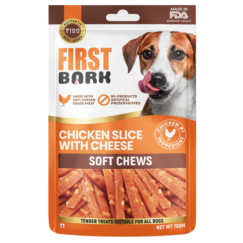 First Bark Soft Chicken Slice with Cheese Jerky Soft Chews, 70g