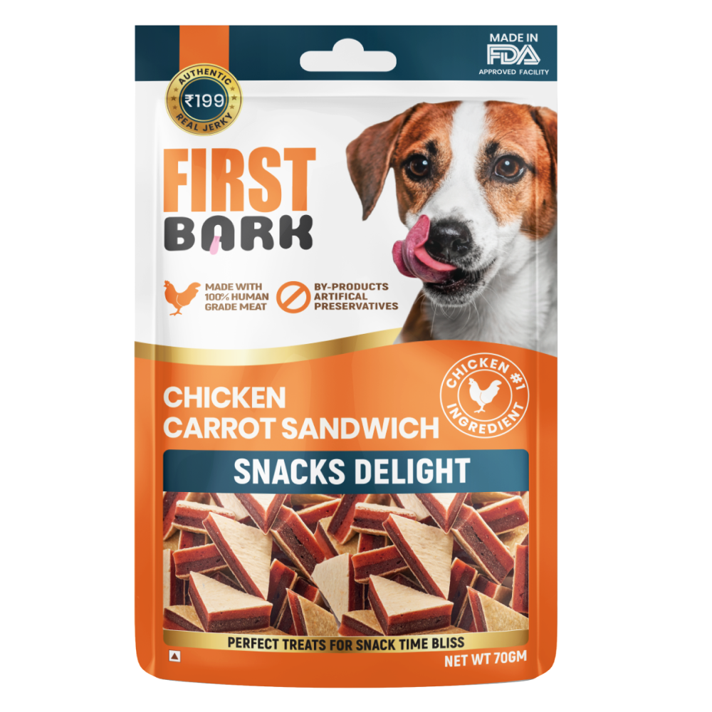 First Bark Chicken Carrot Sandwich Snack Delight Jerky, 70g