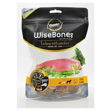 WiseBones Gnawlers Turkey with Parsley, 200 g