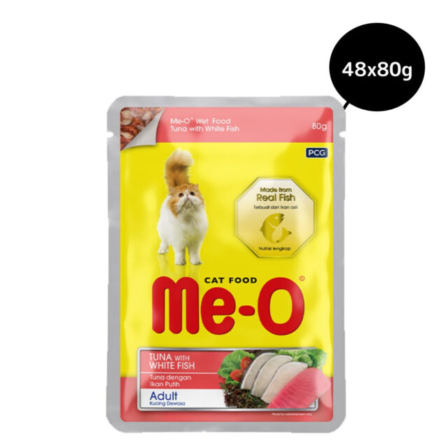 Me-O Tuna & White Fish In Jelly Adult Cat Wet Food, 80g