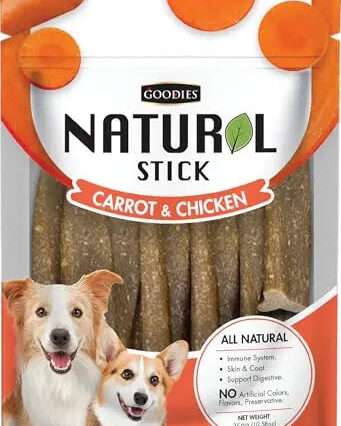 Goodies Natural Sticks - Carrot & Chicken Flavored, 250g for Dogs