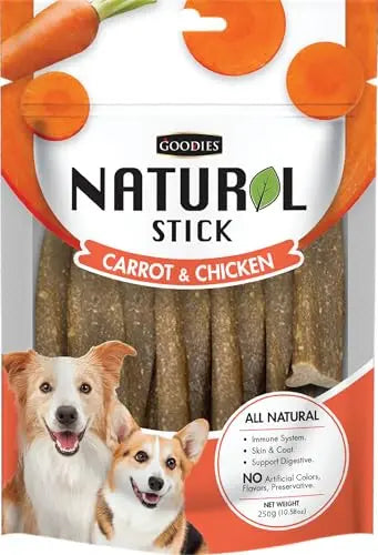 Goodies Natural Sticks - Carrot & Chicken Flavored, 250g for Dogs