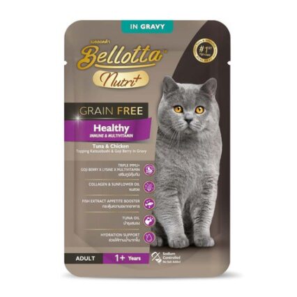 Bellotta Nutriplus Grain Free Pouch - Healthy Diet for Cats, 65g (Pack of 12)