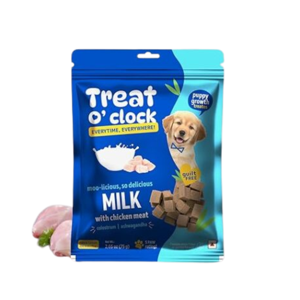 Natural Remedies Treat O'clock Milk with Chicken Meat Treats- 75 gm (Pack of 4)