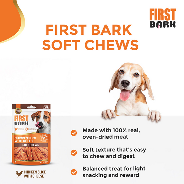 First Bark Soft Chicken Slice with Cheese Jerky Soft Chews, 70g - Image 2