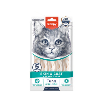 Wampy Creamy Treat for Cats - Skin & Coat Tuna Salmon Flavor, 70g