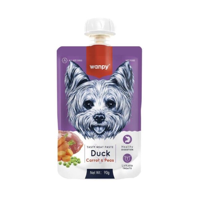 Wampy Meat Paste for Dogs Duck, Carrot & Peas Flavour, 90g - All lifestages