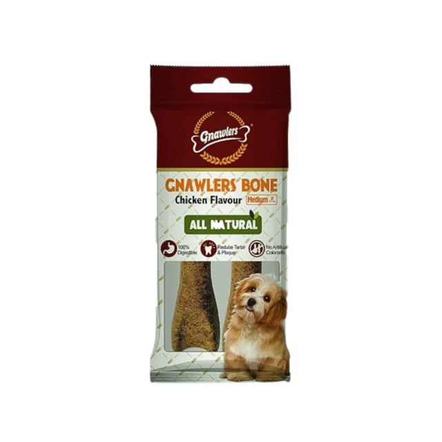 Gnawlers Chicken Small Bones Treat - Rawhide Alternative 2 Pc for Dogs (Pack of 3) - Image 2