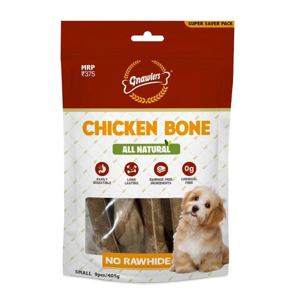 Gnawlers Chicken Small Bones Treat - Rawhide Alternative 9 Pc for Dogs