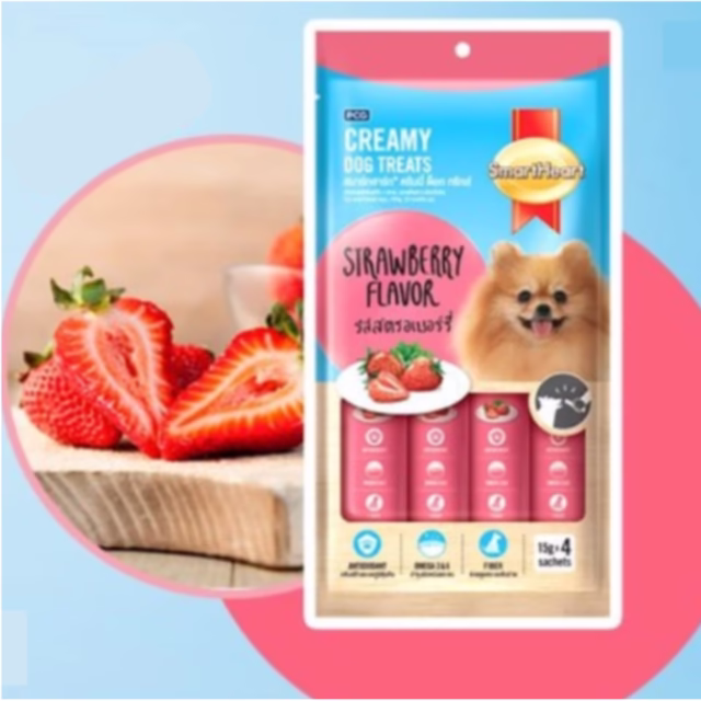 Smart Heart Creamy Dog Treats (Strawberry Flavor), 60g Pack of 12 - Image 3