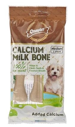 Gnawlers Calcium Milk Bone 4" 2 in 1 Dog Treat, 110g (Pack of 3)