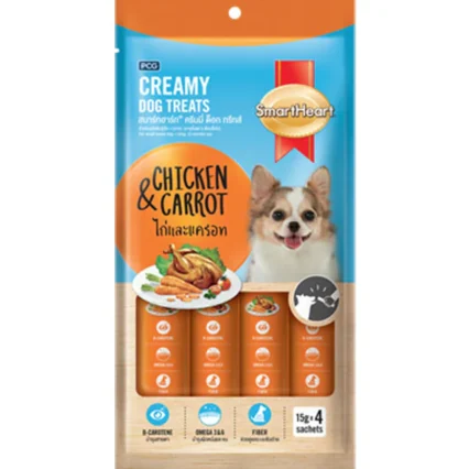 Smart Heart Creamy Dog Treats (Chicken and Carrot), 60g Pack of 12
