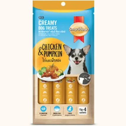 Smart Heart Creamy Dog Treats (Chicken and Pumpkin), 60g Pack of 6