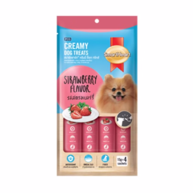 Smart Heart Creamy Dog Treats (Strawberry Flavor), 60g Pack of 12
