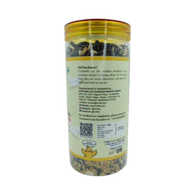 Furrfab's Cockatiel & LoveBird Seed Mix Bird Food, 600g - Image 2