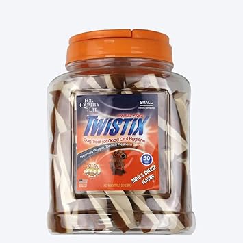 NPIC Twistix Canister Milk & Cheese Dog Treats, Small 50 Sticks
