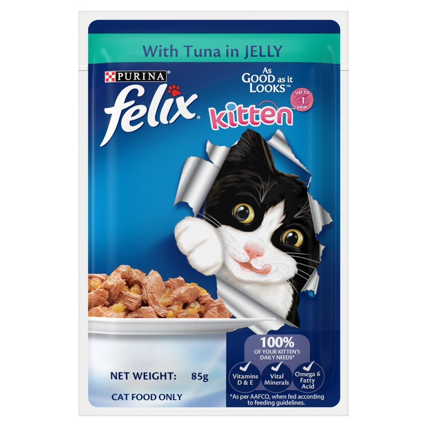 Purina Felix with Tuna in Jelly Wet Food for Kittens, 85g
