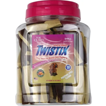 NPIC Twistix Pumpkin Spice Dog Treats Small, 50 Sticks