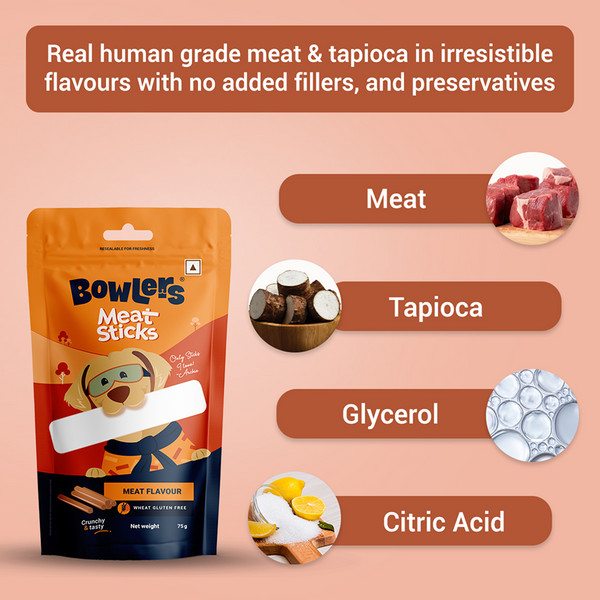 Bowlers Meat Sticks Dog Treats | Meat Flavor, 75g - Image 2