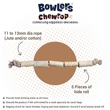 Bowlers Dog Treats Chewrope Caterpillar| for Small & Medium Breeds & Puppies, 150g - Image 2