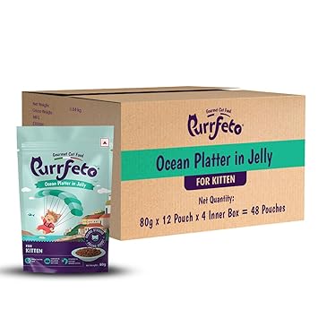 Purrfecto Wet Kitten Food with Ocean Platter in Jelly, 80g (Pack of 48)