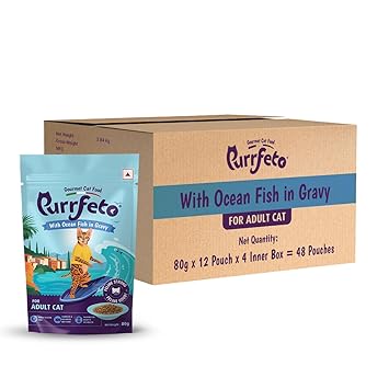 Purrfecto Wet Cat Food with Oceanfish in Gravy, 80g (Pack of 48)
