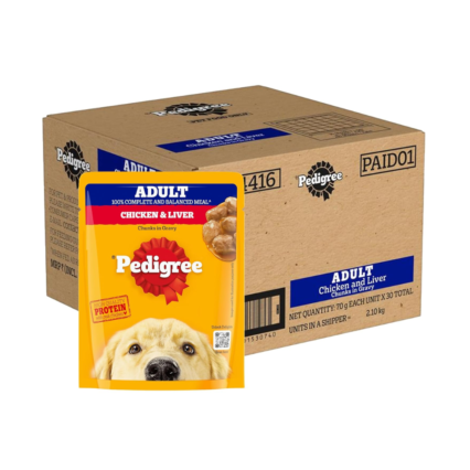 PEDIGREE Chicken Chunks Gravy Dog Food Pouch, 70g (Box of 30)